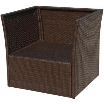 Gartensessel mit Fußhocker Poly Rattan Braun 