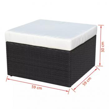 Gartensessel mit Fußhocker Poly Rattan Schwarz 