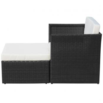 Gartensessel mit Fußhocker Poly Rattan Schwarz 