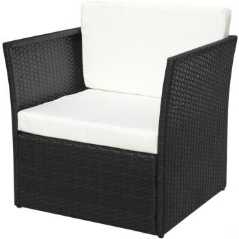 Gartensessel mit Fußhocker Poly Rattan Schwarz 