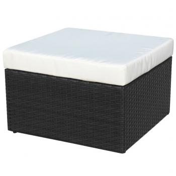 Gartensessel mit Fußhocker Poly Rattan Schwarz 