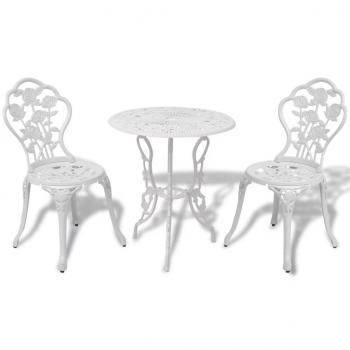 ARDEBO.de - 3-tlg. Bistro-Set Aluminiumguss Weiß