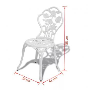 3-tlg. Bistro-Set Aluminiumguss Weiß