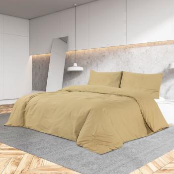 ARDEBO.de - Bettwäsche-Set Taupe 140x200 cm Baumwolle