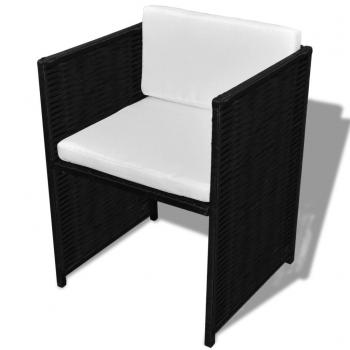 3-tlg. Bistro-Set mit Auflagen Poly Rattan Schwarz