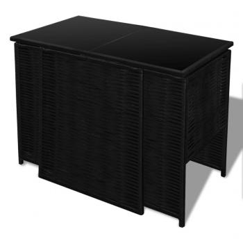 3-tlg. Bistro-Set mit Auflagen Poly Rattan Schwarz