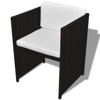 3-tlg. Bistro-Set mit Auflagen Poly Rattan Braun