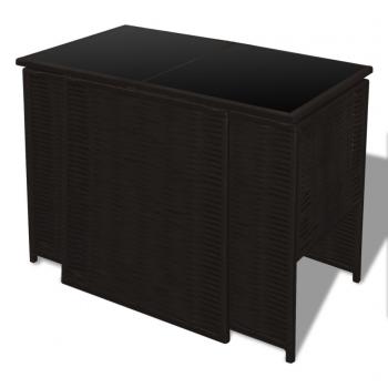 3-tlg. Bistro-Set mit Auflagen Poly Rattan Braun