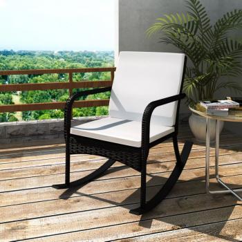 ARDEBO.de - Garten-Schaukelstuhl Schwarz Poly Rattan 