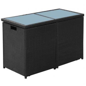 3-tlg. Bistro-Set mit Kissen Poly Rattan Schwarz