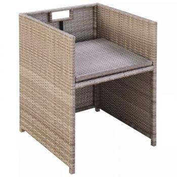 9-tlg. Garten-Essgruppe mit Auflagen Poly Rattan Beige