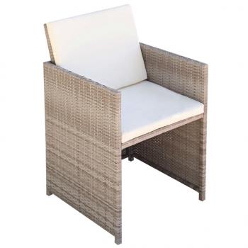 11-tlg. Garten-Essgruppe mit Auflagen Poly Rattan Beige