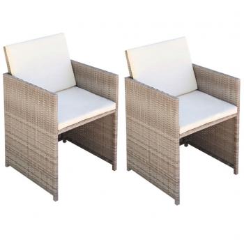 ARDEBO.de - Gartenstühle 2 Stk. mit Polstern und Kissen Poly Rattan Beige