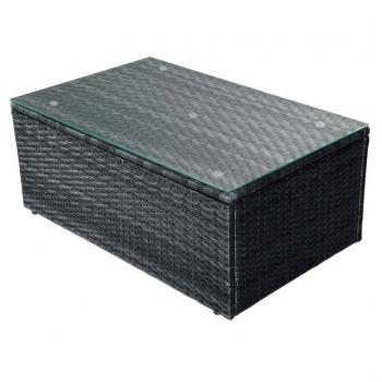 4-tlg. Garten-Lounge-Set mit Auflagen Poly Rattan Schwarz