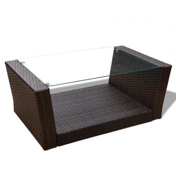 4-tlg. Garten-Lounge-Set mit Kissen Poly Rattan Braun