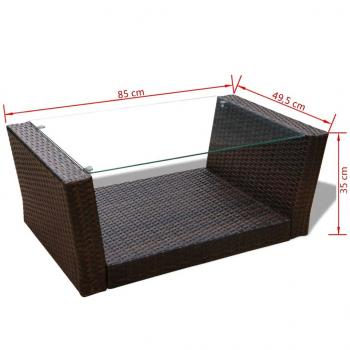 4-tlg. Garten-Lounge-Set mit Kissen Poly Rattan Braun