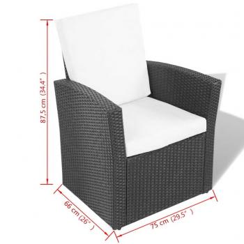 4-tlg. Garten-Lounge-Set mit Kissen Poly Rattan Schwarz