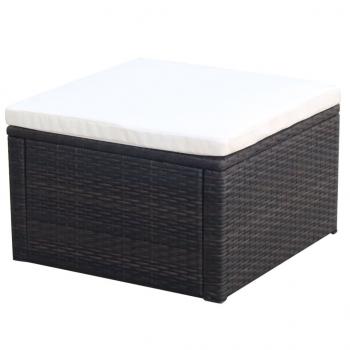 ARDEBO.de - Hocker mit Kissen Poly Rattan 53×53×30 cm Braun