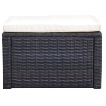 Hocker mit Kissen Poly Rattan 53×53×30 cm Braun 