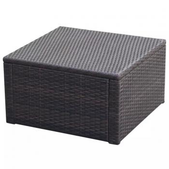 Hocker mit Kissen Poly Rattan 53×53×30 cm Braun