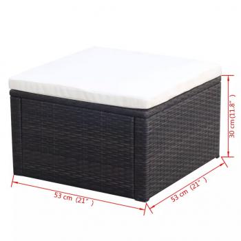 Hocker mit Kissen Poly Rattan 53×53×30 cm Braun 