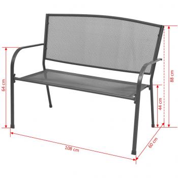 Gartenbank 108 cm Stahl und Drahtgitter Anthrazit