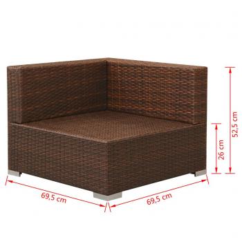 3-tlg. Garten-Lounge-Set mit Kissen Poly-Rattan Braun