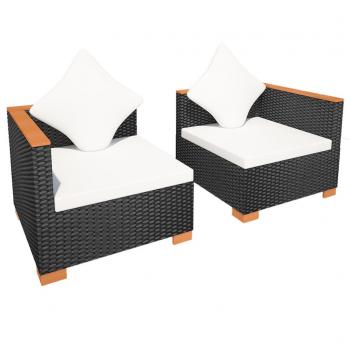 Gartensofa Poly Rattan Schwarz