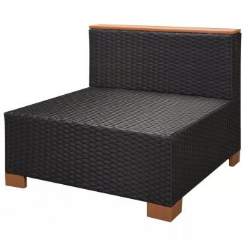 6-tlg. Garten-Lounge-Set mit Auflagen Poly Rattan Schwarz