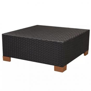 6-tlg. Garten-Lounge-Set mit Auflagen Poly Rattan Schwarz