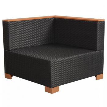 6-tlg. Garten-Lounge-Set mit Auflagen Poly Rattan Schwarz