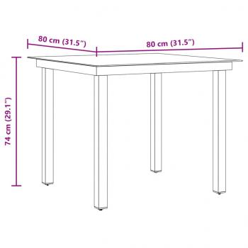 Gartentisch Schwarz 80x80x74 cm Aluminium und Glas