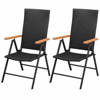 ARDEBO.de - Stapelbare Gartenstühle 2 Stk. Poly Rattan Schwarz