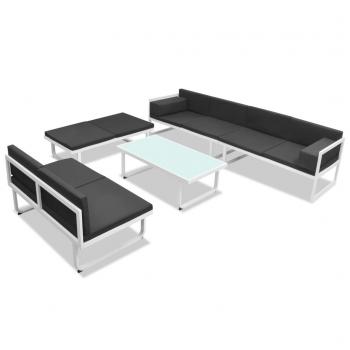 5-tlg. Garten-Lounge-Set Textilene Aluminium Schwarz