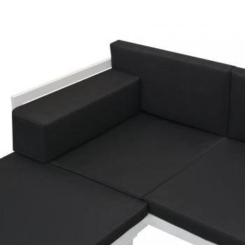 4-tlg. Garten-Lounge-Set mit Auflagen Aluminium Schwarz