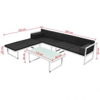 4-tlg. Garten-Lounge-Set mit Auflagen Aluminium Schwarz