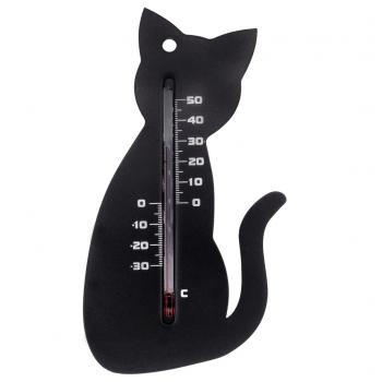 ARDEBO.de - Nature Garten Wandthermometer Katzenform Schwarz