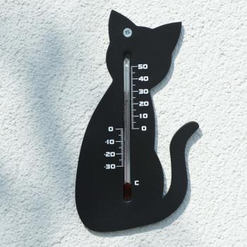 Nature Garten Wandthermometer Katzenform Schwarz