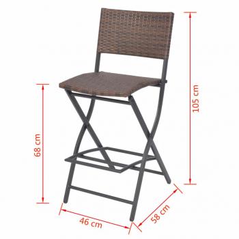 3-tlg. Bistro-Set Klappbar Stahl Poly Rattan Braun