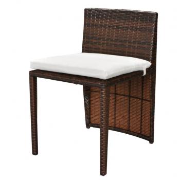 3-tlg. Bistro-Set mit Auflagen Poly Rattan Braun