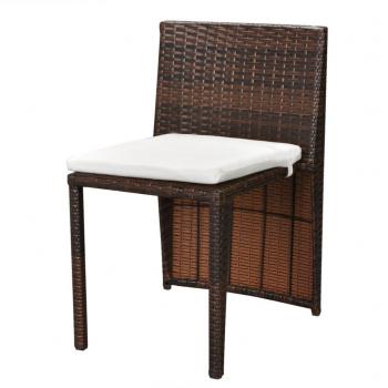 3-tlg. Bistro-Set mit Auflagen Poly Rattan Braun