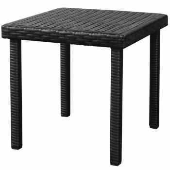 Sonnenliege mit Auflage & Tisch Poly Rattan Schwarz