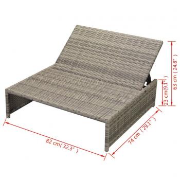 5-tlg. Garten-Lounge-Set mit Auflagen Poly Rattan Grau