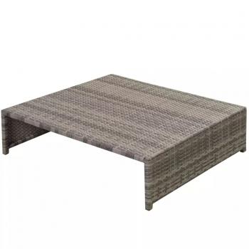 5-tlg. Garten-Lounge-Set mit Auflagen Poly Rattan Grau