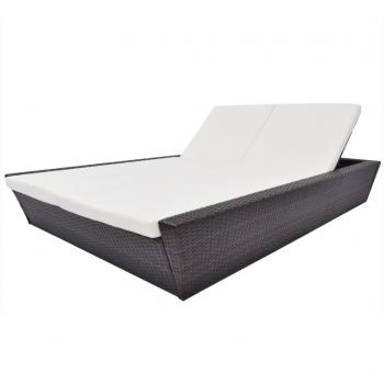 ARDEBO.de - Outdoor-Lounge-Bett mit Polster Poly Rattan Braun