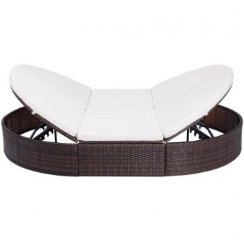 Outdoor-Loungebett mit Kissen Poly Rattan Braun