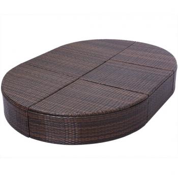 Outdoor-Loungebett mit Kissen Poly Rattan Braun