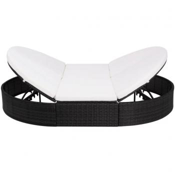 Outdoor-Loungebett mit Kissen Poly Rattan Schwarz