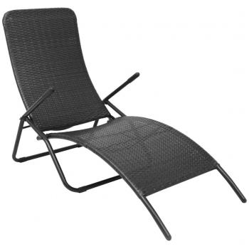 ARDEBO.de - Sonnenliege Klappbar Poly Rattan Schwarz