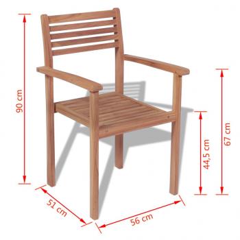 Stapelbare Gartenstühle 2 Stk. Massivholz Teak